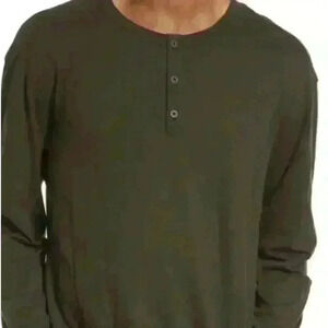 ALLSAINTS NWT Men XX Large Wrenley Cotton Henley Long Sleeve 3/4 Button  Top 2xl